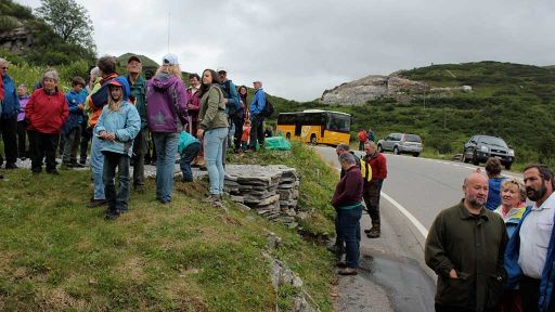 Beschilderung der Kurven am San Bernardino Pass